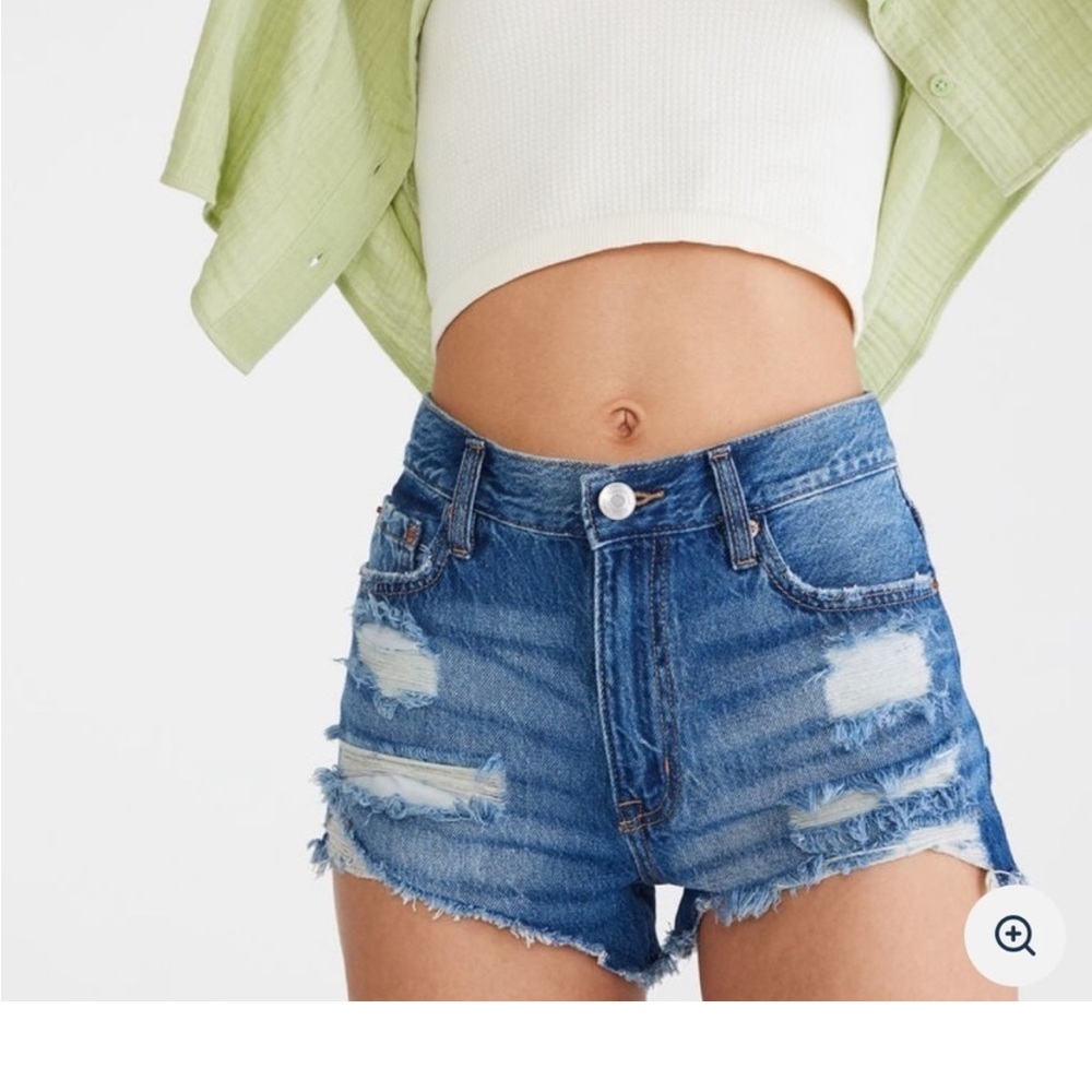 Aeropostale Blue Distressed High-Rise Denim Jean Shorts